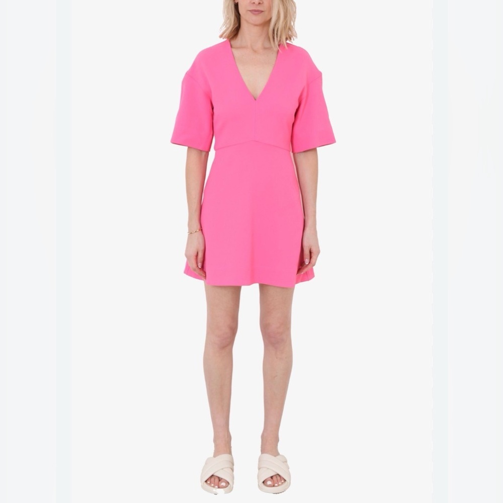 Ganni Stretch Suiting A-Line Minidress in shocking pink size 4